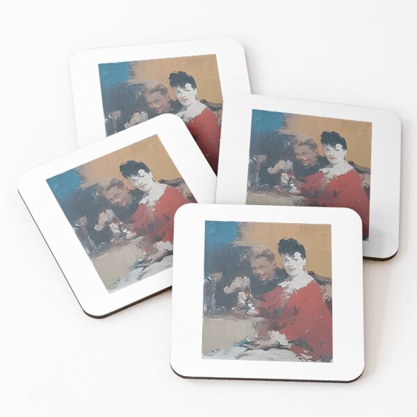 Item preview, Crimson Parlor Couple, Modern Impression Art designed and sold by otsilibarfob.