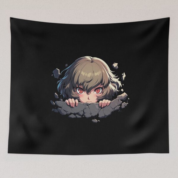 Item preview, Goro Akechi Persona 5 Game Anime Peeking Red Eyes Wall Break designed and sold by TorbenKuhano.
