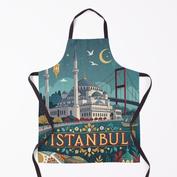 Item preview, Istanbul Travel Poster - Blue Mosque, Bosphorus Bridge & Turkish Lanterns Night Scene designed and sold by Witsprings.