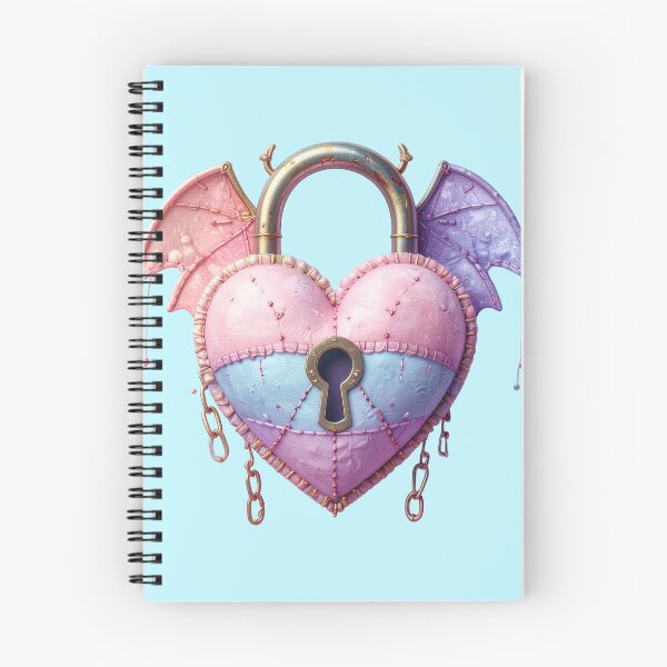 Item preview, Stitched Pastel Goth Heart Lock with Demon Wings designed and sold by AOG-DESIGNS.