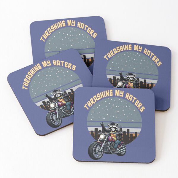 Item preview, Thrashing My Haters – Cool Biker Raccoon designed and sold by SidTastic .
