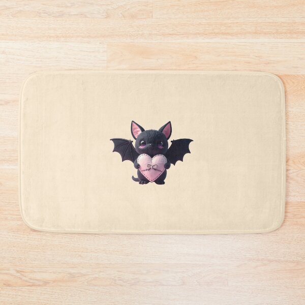 Item preview, Kawaii Black Bat Holding Stitched Pink Heart designed and sold by AOG-DESIGNS.