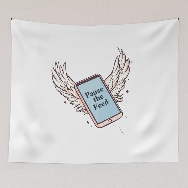 Item preview, Pause the Feed: Digital Detox Phone with Angel Wings designed and sold by Tucker-Art.