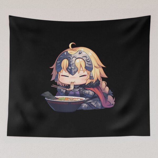 Item preview, dArc Jeanne d’Arc Chibi Anime Girl Eating Ramen Adorably from Fate Grand Order designed and sold by Raslbazola.