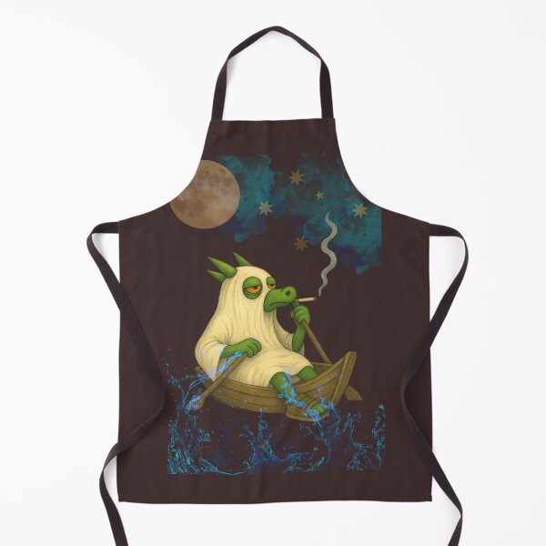 Item preview, Dreamy Ghost Dragon Rowing Under the Moon – Smoky Night Fantasy Art Illustration designed and sold by Bella Kiwi Art.