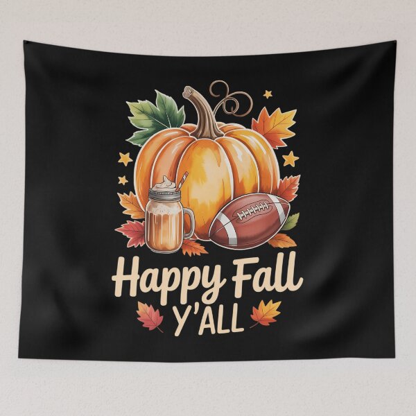 Item preview, Happy Fall Y'all Pumpkin Spice Football Thanksgiving Autumn designed and sold by HellD3vil-Art.