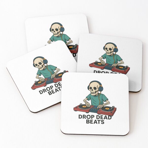 Item preview, Drop Dead Beats  Skeleton Dj Spinning Vinyl Halloween Design  designed and sold by Leonjansens.