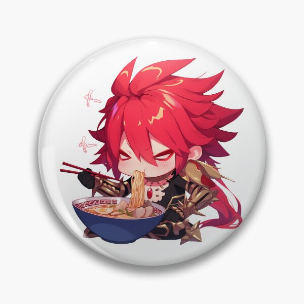 Item preview, Karna Red Lancer Chibi Anime Boy Eating Ramen Fiercely from Fate Grand Order designed and sold by Raslbazola.