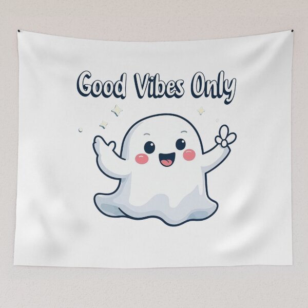 Item preview, Cute Friendly Ghost - Good Vibes Only Positive Message designed and sold by ShirtHatch.