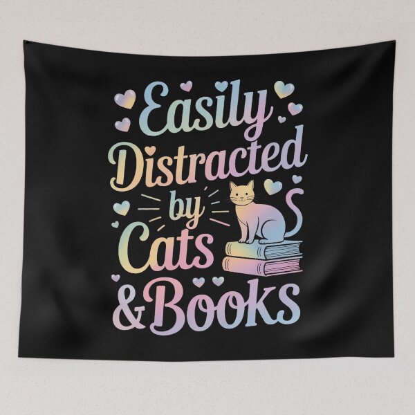 Item preview, Easily Distracted by Cats and Books - Cat & Book Lov Tie Dye designed and sold by HellD3vil-Art.