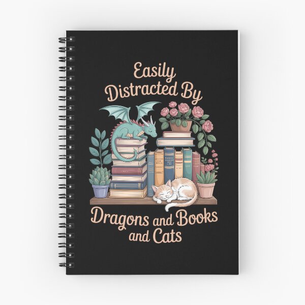 Item preview, Easily Distracted By Dragons Books Cats Fantasy Book Lover designed and sold by HellD3vil-Art.