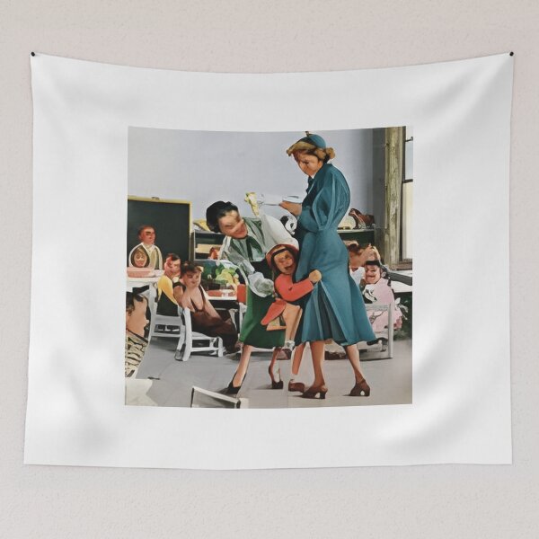 Item preview, First day jitters as a child clings to mom in a busy classroom designed and sold by otsilibarfob.