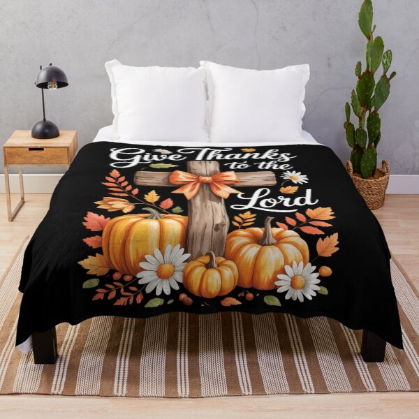 Item preview, Give Thanks To The Lord Cross Pumpkins Bow Autumn Fall designed and sold by Moon-Ape.