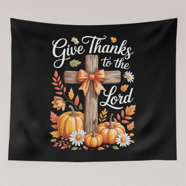 Item preview, Give Thanks To The Lord Cross Pumpkins Bow Autumn Fall designed and sold by Moon-Ape.
