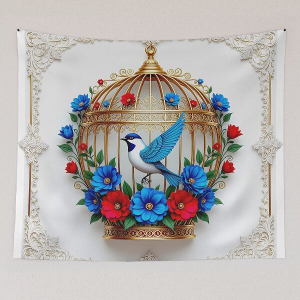 Item preview, Gold Bird Cage and Floral designed and sold by Sharon Schwalbe.