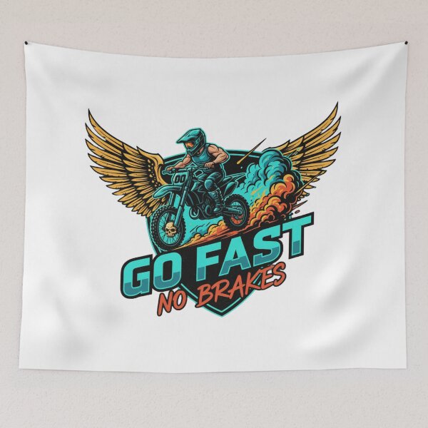 Item preview, Winged Motocross Go Fast No Brakes Enduro Pilot Skull Wings designed and sold by DibuHumor.