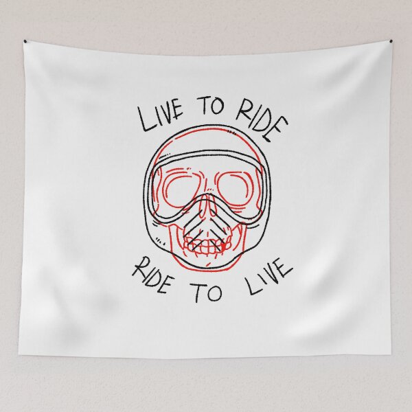 Item preview, High-Contrast Red Skull Helmet "Live to Ride" Statement designed and sold by RNASstuff.