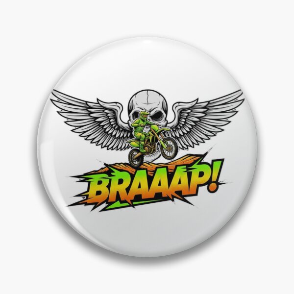 Item preview, BRAAAP! Winged Skull Motocross Enduro Rider Funny Engine Noise Neon designed and sold by DibuHumor.