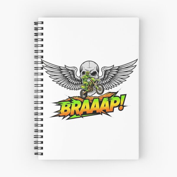 Item preview, BRAAAP! Winged Skull Motocross Enduro Rider Funny Engine Noise Neon designed and sold by DibuHumor.