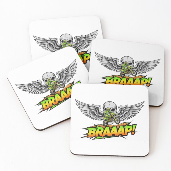 Item preview, BRAAAP! Winged Skull Motocross Enduro Rider Funny Engine Noise Neon designed and sold by DibuHumor.