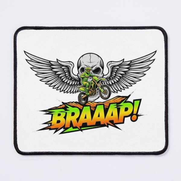 Item preview, BRAAAP! Winged Skull Motocross Enduro Rider Funny Engine Noise Neon designed and sold by DibuHumor.