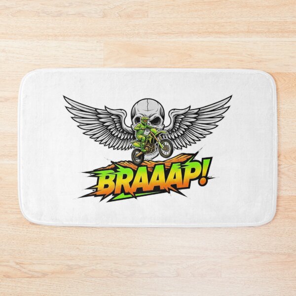 Item preview, BRAAAP! Winged Skull Motocross Enduro Rider Funny Engine Noise Neon designed and sold by DibuHumor.