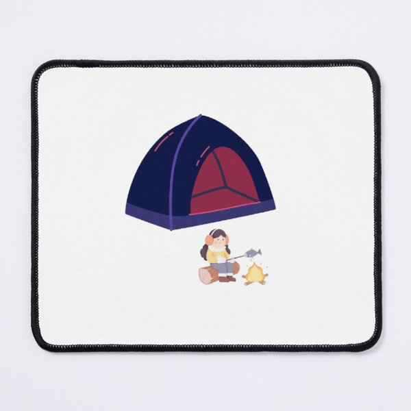 Item preview, A serene outdoor scene showing a girl sitting on a wooden log beside a glowing campfire designed and sold by Aariq.