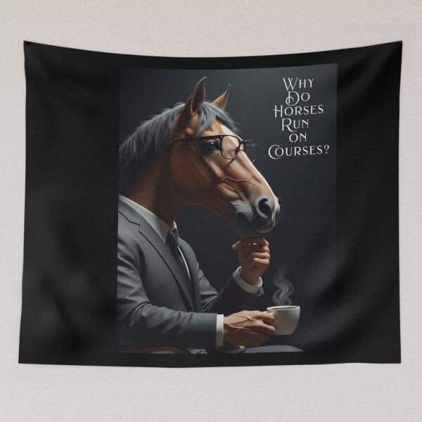 Item preview, Philosophical Horse with Coffee: “Why Do Horses Run on Courses?” designed and sold by OLOstudio.