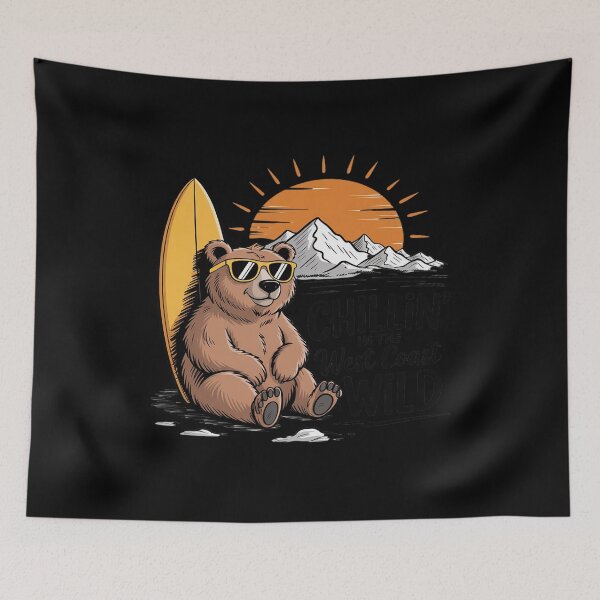 Item preview, Bear Surfing Sunset Chillin West Wild Adventure California designed and sold by August4Laughs25.