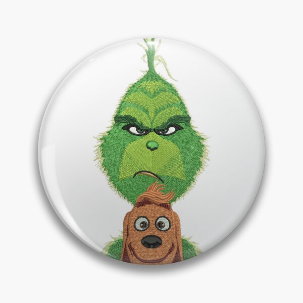 Item preview, Grinch Embroidery Style with Cute Dog Christmas Sticker designed and sold by Hadley Murphy.