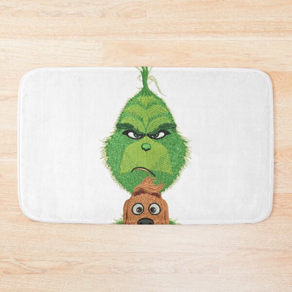 Item preview, Grinch Embroidery Style with Cute Dog Christmas Sticker designed and sold by Hadley Murphy.