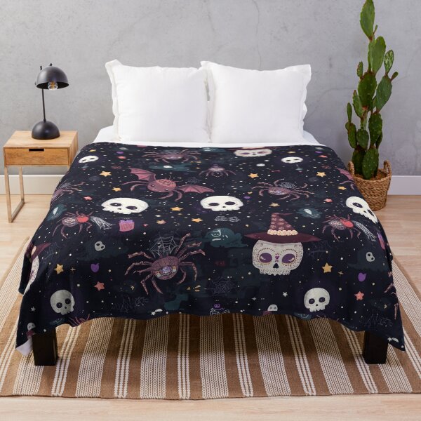 Item preview, Dark Whimsical Halloween: Spooky Night Sky Pattern designed and sold by MoonlitDoodles1.