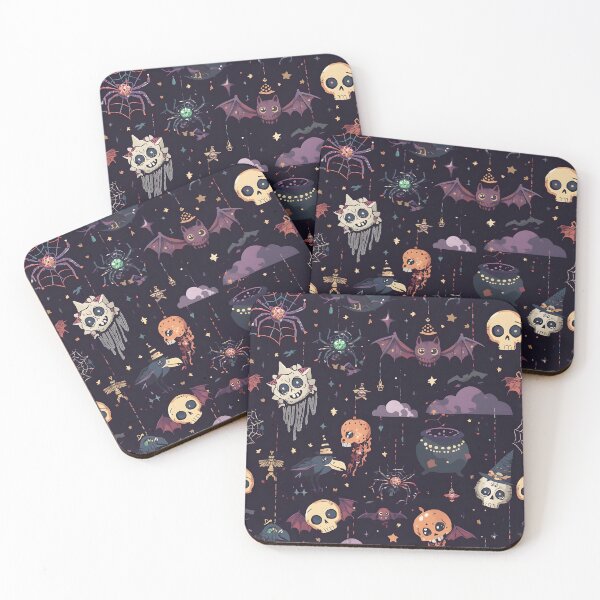 Item preview, Dark Goth Spooky Night: Raven and Skulls Pattern designed and sold by MoonlitDoodles1.