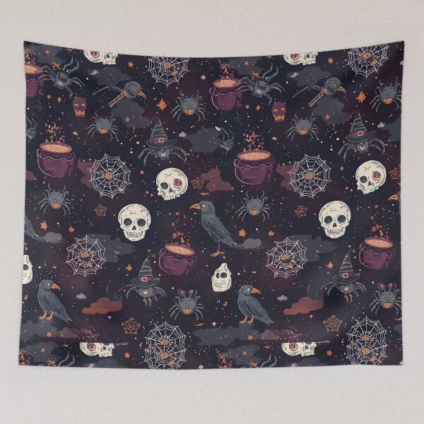 Item preview, Dark Enchanted Halloween: Skulls and Ravens Pattern designed and sold by MoonlitDoodles1.