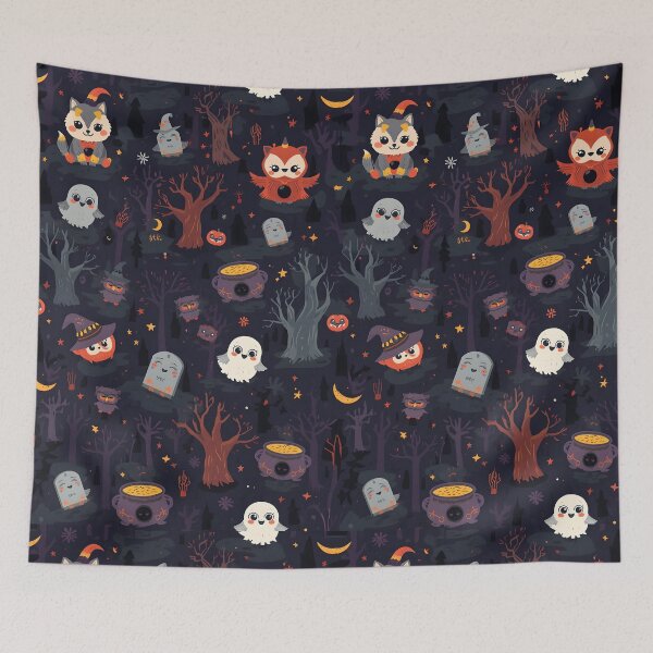 Item preview, Spooky Woodland Critters: Cute Forest Halloween Pattern designed and sold by MoonlitDoodles1.
