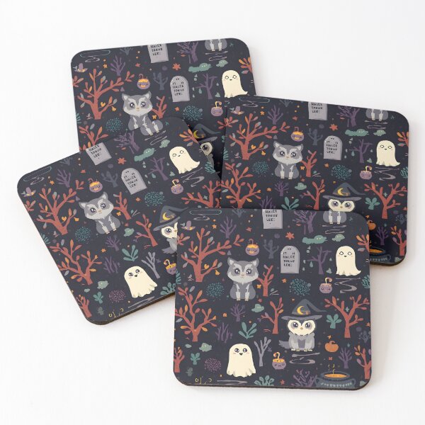 Item preview, Chibi Forest Haunt: Cozy Wolf and Owl Pattern designed and sold by MoonlitDoodles1.