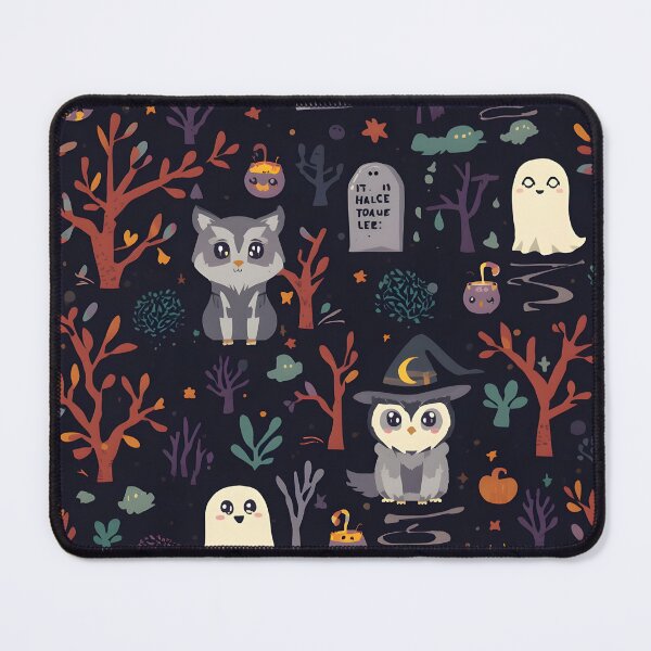 Item preview, Chibi Forest Haunt: Cozy Wolf and Owl Pattern designed and sold by MoonlitDoodles1.