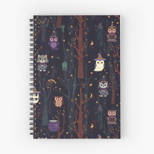 Item preview, Enchanted Forest Halloween: Dark Owl and Wolf Pattern designed and sold by MoonlitDoodles1.