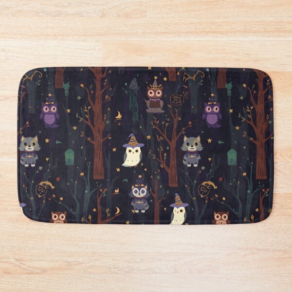 Item preview, Enchanted Forest Halloween: Dark Owl and Wolf Pattern designed and sold by MoonlitDoodles1.