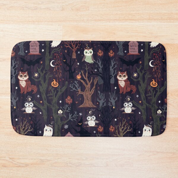 Item preview, Haunted Woodland Night: Cozy Owl and Fox Pattern designed and sold by MoonlitDoodles1.