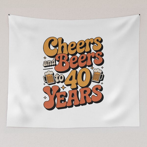 Item preview, Cheers And Beers To 40 Years 40th Birthday Gift, Retro vintage designed and sold by graphic-genie.