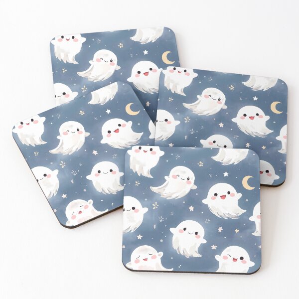 Item preview, Dreamy Wisp Ghosts: Soft Blue Spooky Pattern designed and sold by MoonlitDoodles1.