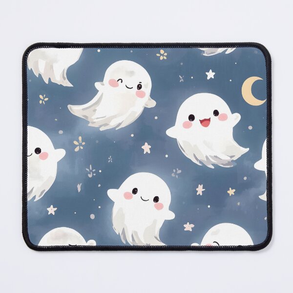 Item preview, Dreamy Wisp Ghosts: Soft Blue Spooky Pattern designed and sold by MoonlitDoodles1.
