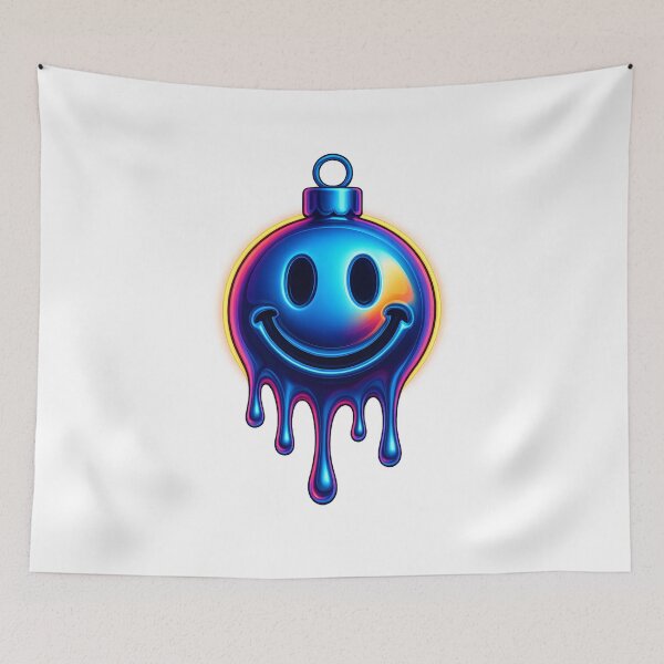 Item preview, Neon Chrome Smiley Ornament (Drip) designed and sold by Savannarojas.