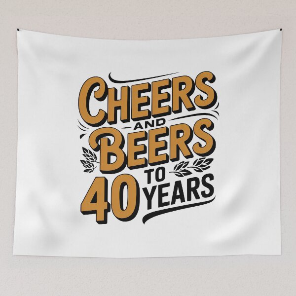 Item preview, Cheers And Beers To 40 Years 40th Birthday Gift, Retro vintage designed and sold by graphic-genie.