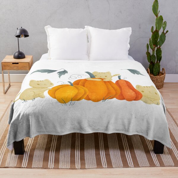 Item preview, Adorable Kittens Playing Around Three Large Orange Autumn Pumpkins designed and sold by SquiggleZot.