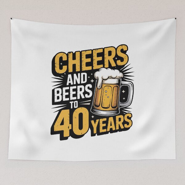 Item preview, Cheers And Beers To 40 Years 40th Birthday Gift, Retro vintage designed and sold by graphic-genie.