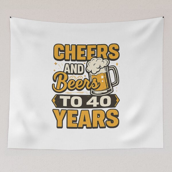 Item preview, Cheers And Beers To 40 Years 40th Birthday Gift, Retro vintage designed and sold by graphic-genie.