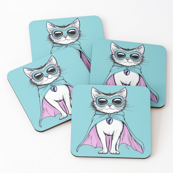 Item preview, Brave Kitty Sticker – Cute Hero Cat with Mask and Cape designed and sold by PaintbrushPlace.