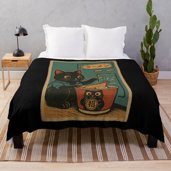 Item preview, Ramen Cat Black Cat Midnight Vending Japanese Vintage Style Art designed and sold by Damcoc.
